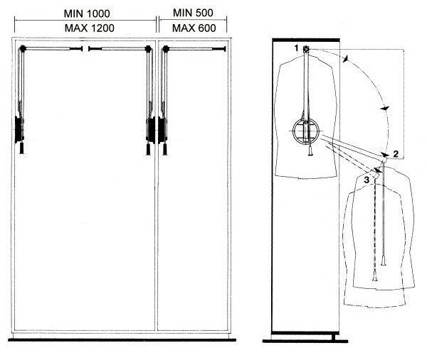 Wardrobe Lift & Pull Down Garment Rails - Flexi slide 2