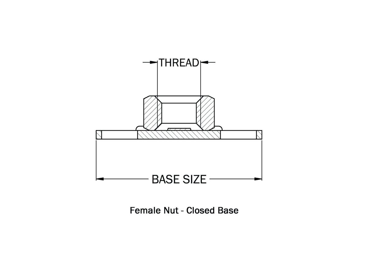 Female Hex nut closed base bonding fasteners 38 x 15mm close base guide 