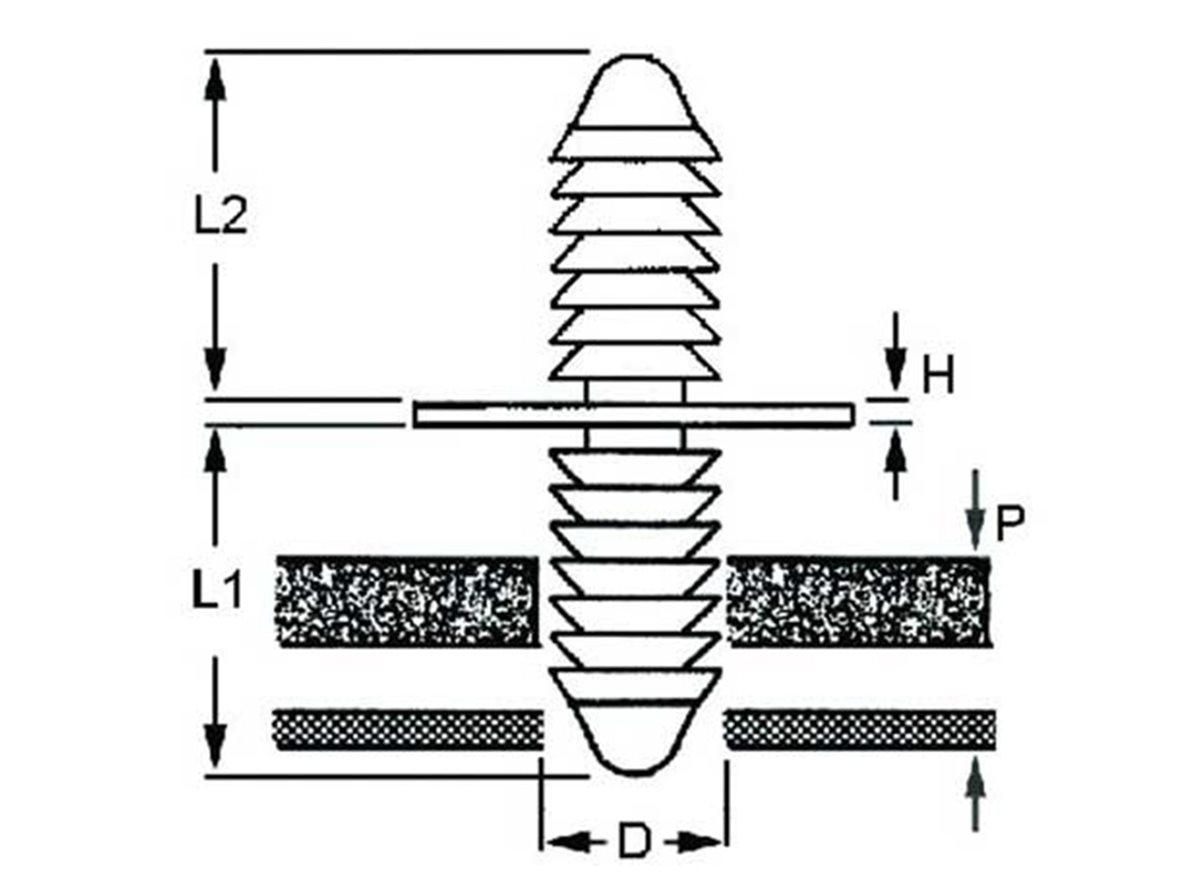 Fir Tree Fasteners | Double-Ended dimension guide