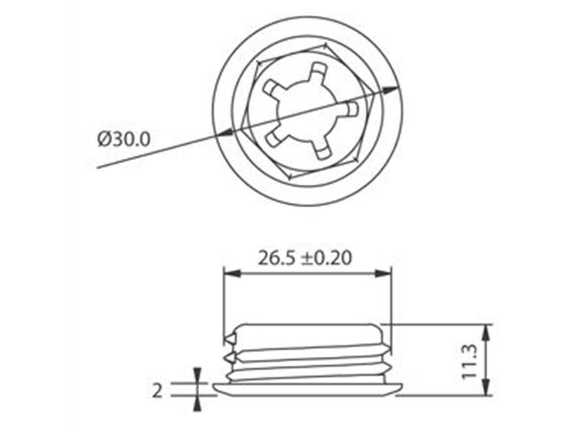 Low Profile Buchse - Selbstschneidend - LP-F8 dimension guide