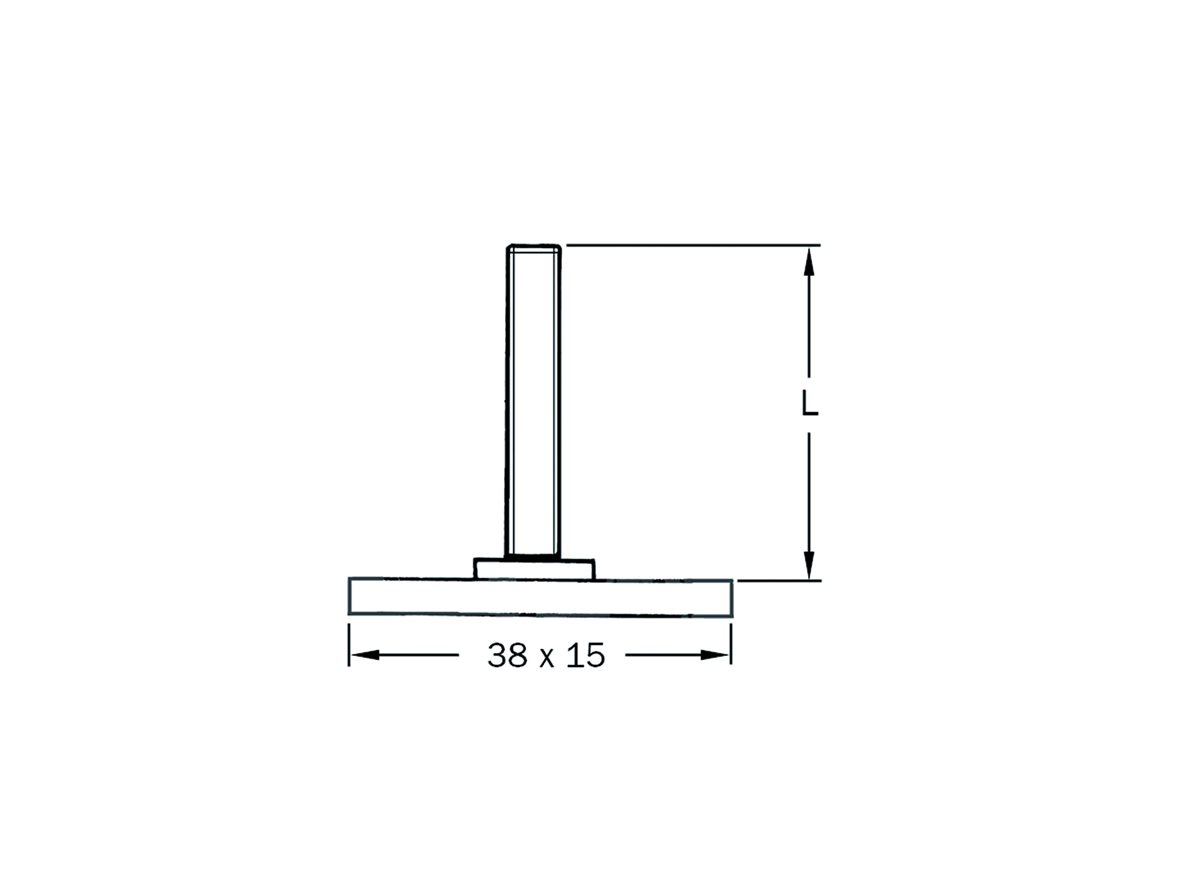 Male stud bonding fasteners 38x15mm base dimensional guide