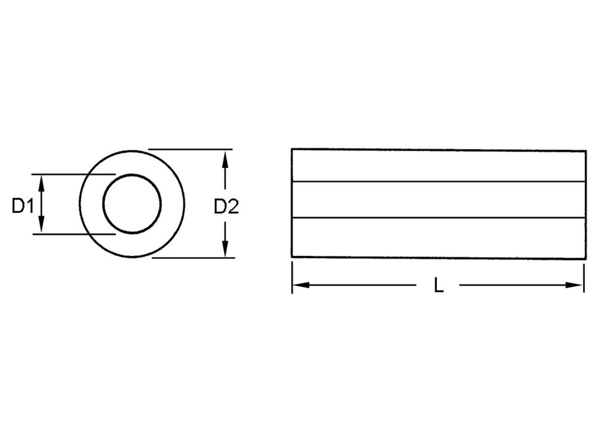 Nylon standard spacers dimensional guide in black and white 