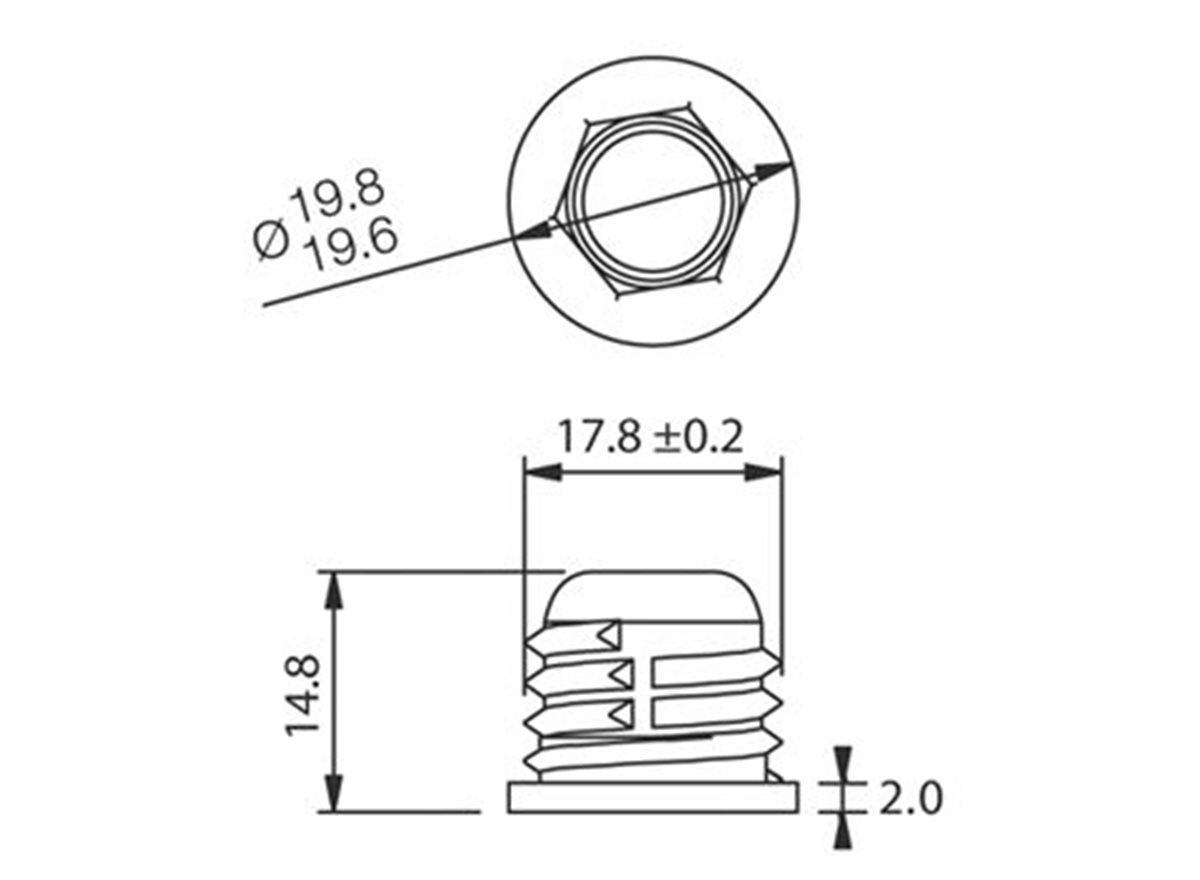 PC-F1A Self-Tapping Panel Mounting Socket dimensional guide