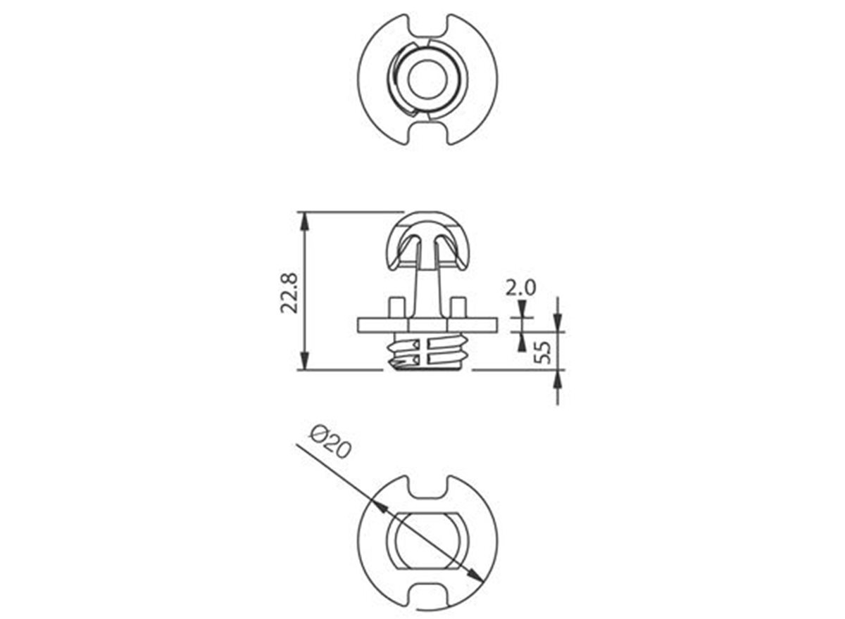 PC-M1 Self-Tapping Panel Clip dimensional guide