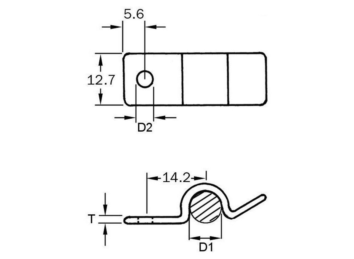 Quick Release Cable Clips - Wire Type dimension guide