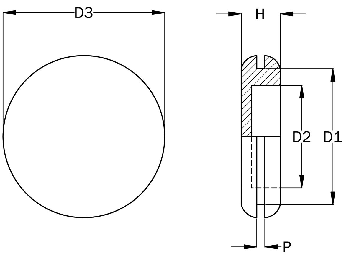 Sealing Grommet | PVC | Closed dimension guide