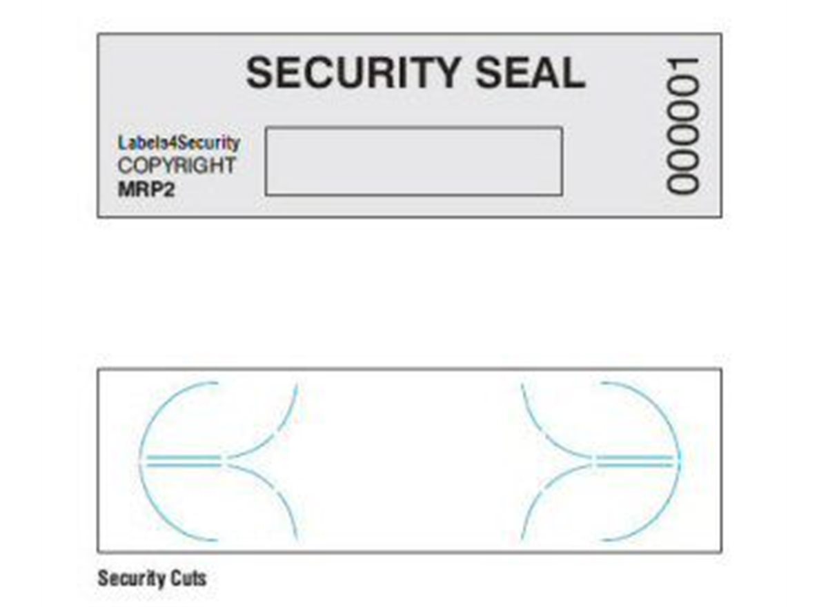 Security Labels | Polyester Foil Frangible | MRP2  dimension guide