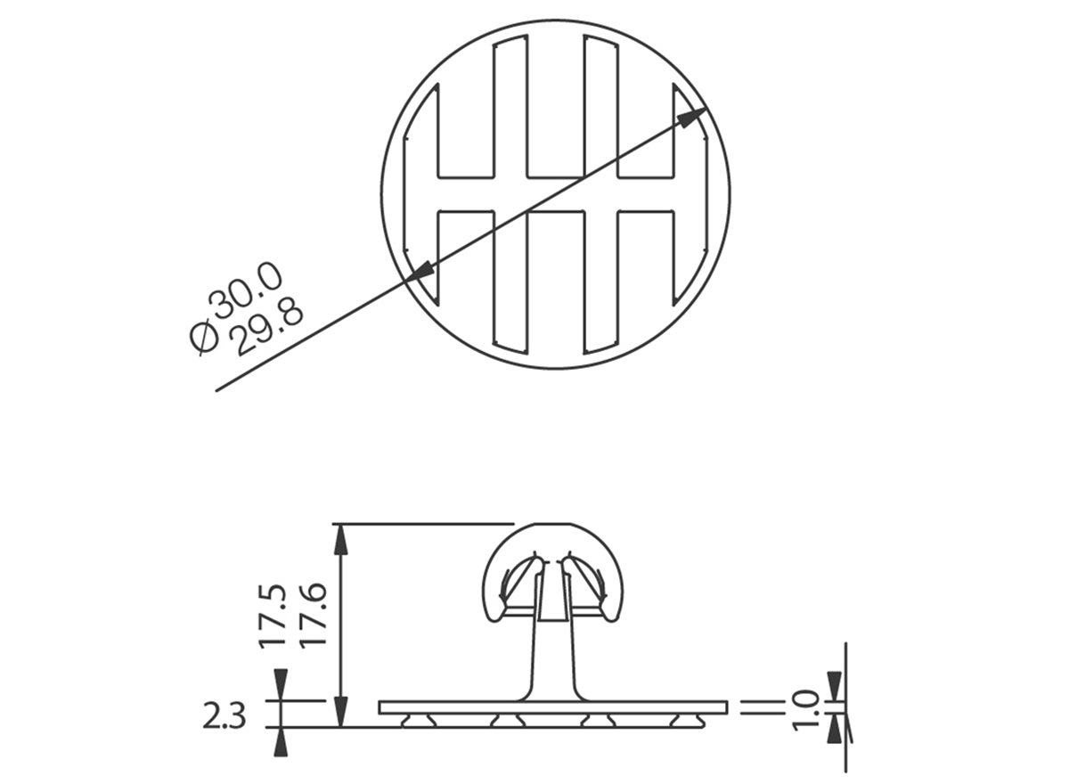 Standard Profil Clip - zum Verkleben - PC-SM2 dimension guide