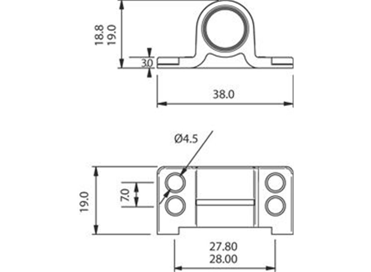 Standard Profile Buchse für 90° Montage - PC-RF1 dimension guide